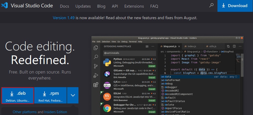 Download VS Code phiên bản cho Ubuntu