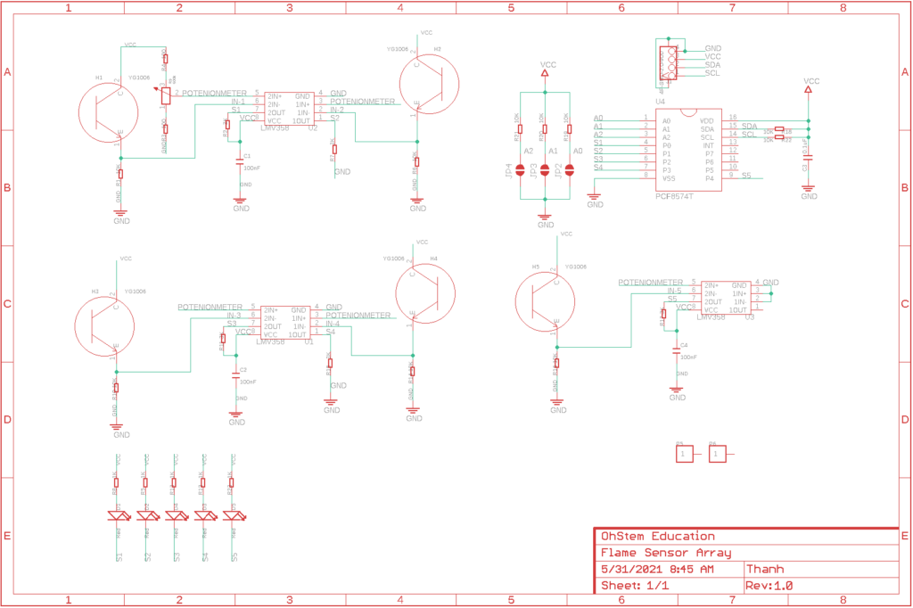 Schematic của cảm biến lửa