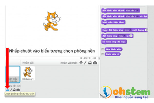 Hướng dẫn sử dụng Scratch - chọn phông nền