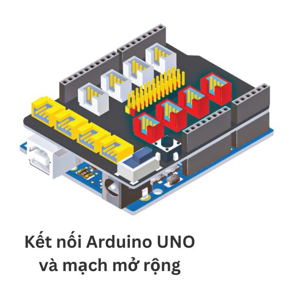 Kết nối mạch mở rộng và Arduino UNO R3
