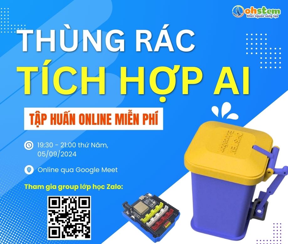 Tập huấn STEM về thùng rác tích hợp AI