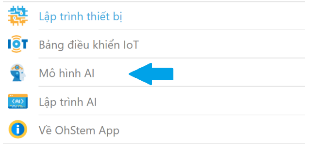 Chọn Mô hình AI trên OhStem App