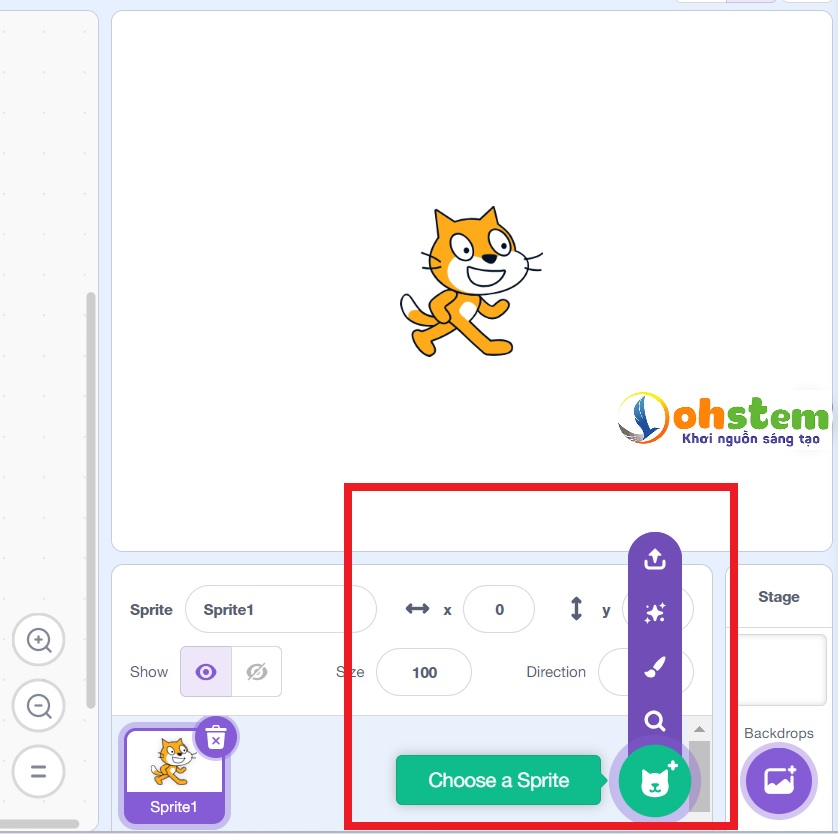 Tạo mới đối tượng (Sprite) trong Scratch