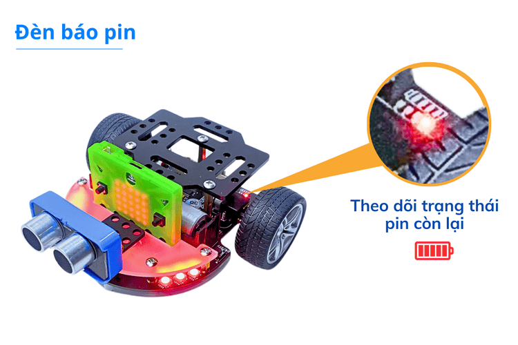 Robot STEM Rover v2 tại OhStem có thêm đèn báo pin