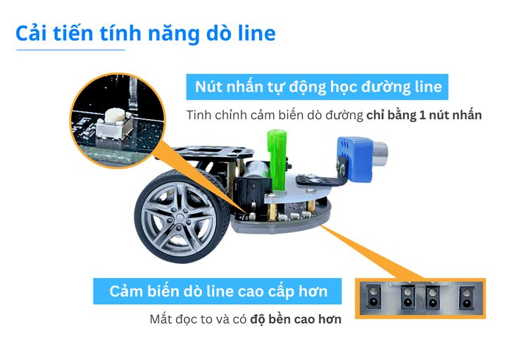 Robot STEM Rover v2 tại OhStem đã nâng cấp cảm biến dò line