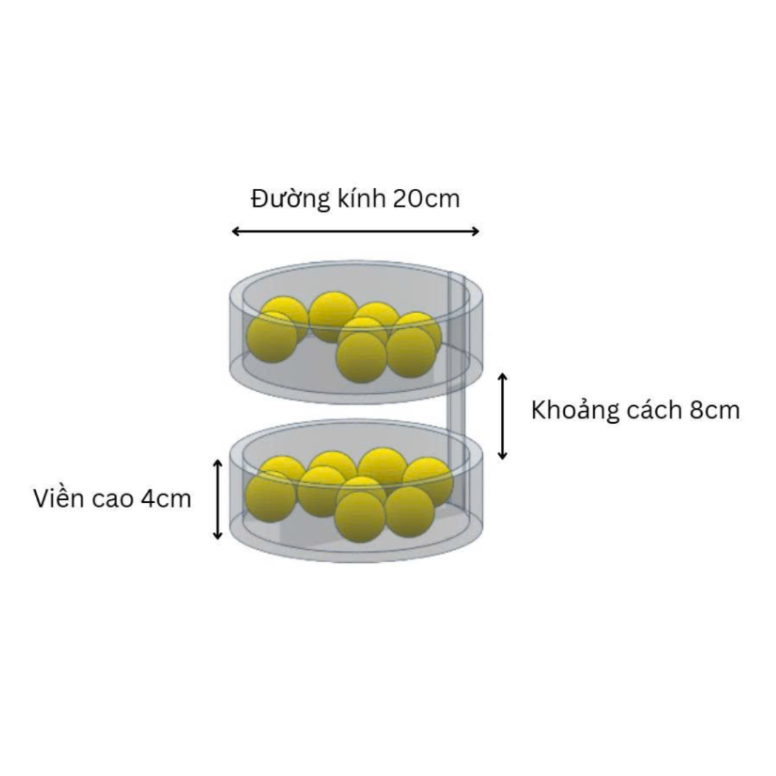 Khay chứa nông sản 2 tầng đường kính 20cm