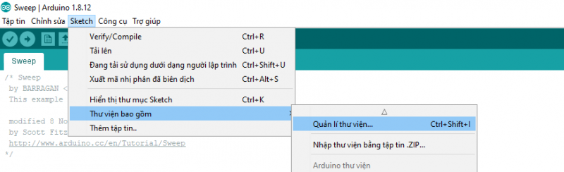Thêm thư viện qua công cụ quản lý
