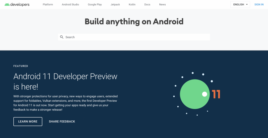 Trang web chính thức của Android