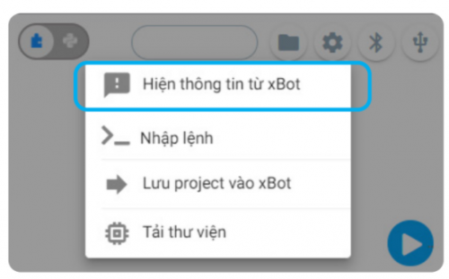 Cửa sổ thông tin - nơi hiển thị kết quả Đọc cảm biến gia tốc