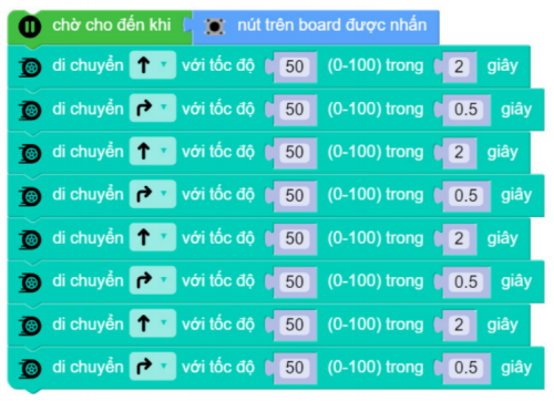 Lập trình robot đi hình vuông