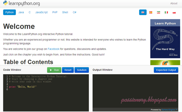 Trang web học Python trực tuyến Learnpython.org