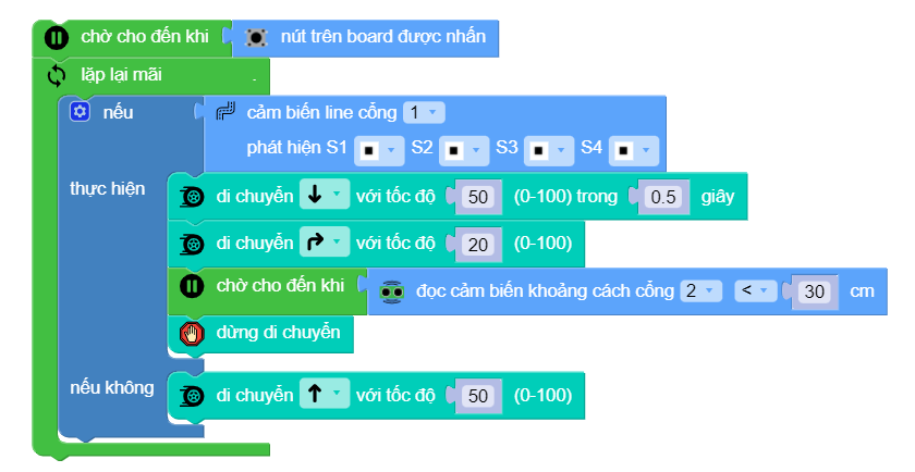 Lập trình robot đẩy ngã chai nước