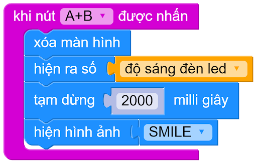 Lập trình hiển thị độ sáng trên Yolo:Bit