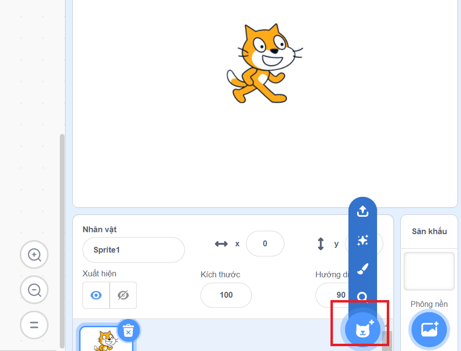 Hướng dẫn lập trình game Scratch - chọn thiết kế nhân vật