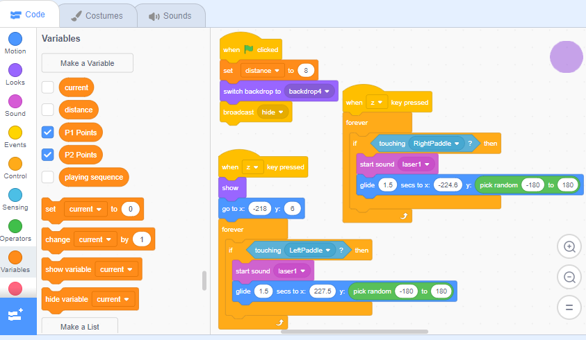 Viết chương trình bắt đầu cho quả bóng trong Pong game Scratch