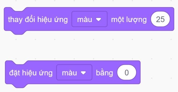 Cách lập trình Scratch với các khối lệnh cơ bản - Khối lệnh đổi màu