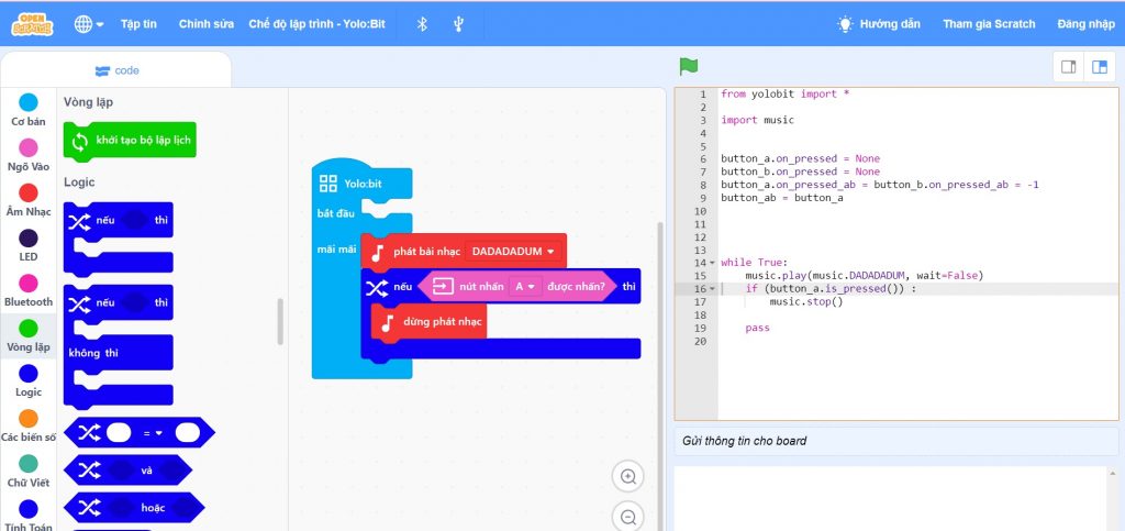 Open Scratch hỗ trợ lập trình Scratch, Python, Arduino,... tùy thích