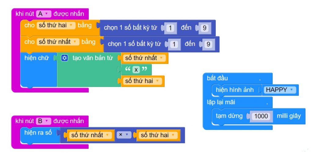 Chương trình hoàn chỉnh của máy kiểm tra bảng cửu chương