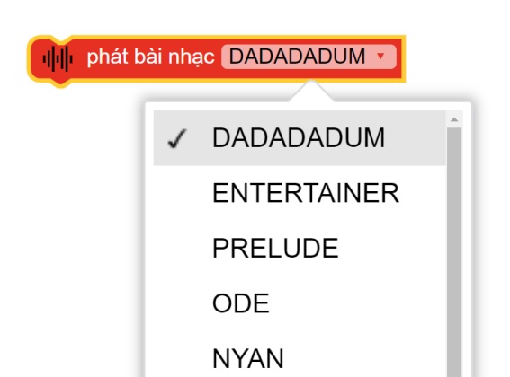Khối lệnh phát bài nhạc bất kỳ