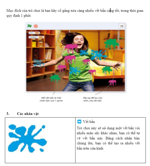 Dự án Scratch mẫu về trò chơi lau kính