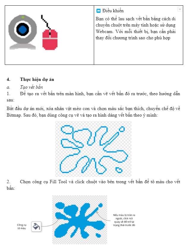 Dự án Scratch mẫu về trò chơi lau kính