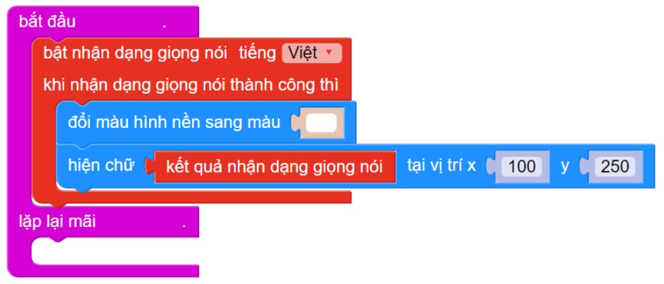  Hiển thị kết quả giọng nói