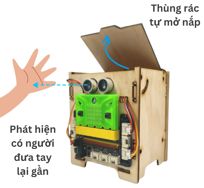 Các chủ đề STEM Tiểu học thú vị - thùng rác tự mở nắp